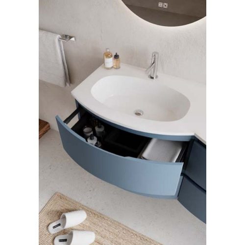 SaviniDue ARMONIA 140 mosdó DUPLA medencével, műmárvány, fényes FEHÉR (AR-140-WB-GW)