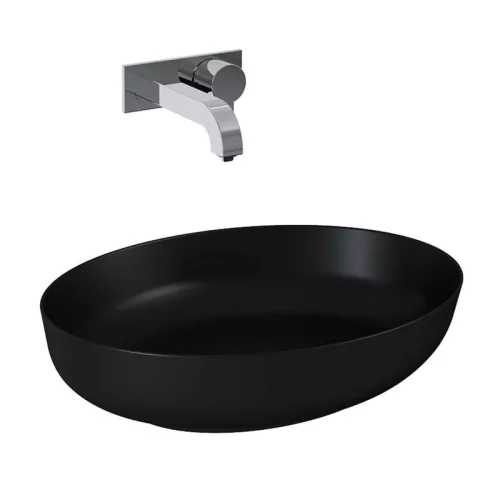 AREZZO design pultra ültethető mosdó RIKA 52x40 matt fekete