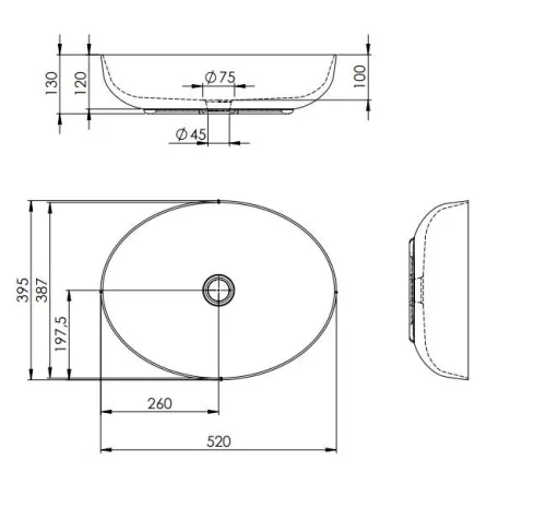 AREZZO design pultra ültethető mosdó RIKA 52x40 matt v. szürke