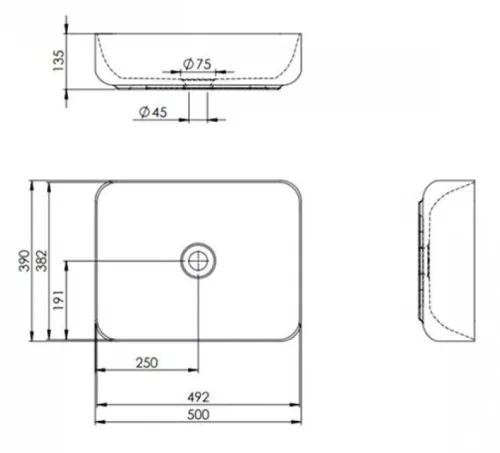 AREZZO design pultra ültethető mosdó NOMIA 50x39