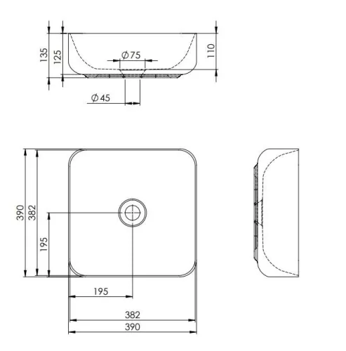 AREZZO design pultra ültethető mosdó TURDA 39x39