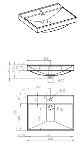 AREZZO design MAXXI 60 cm-es mosdó