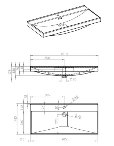 AREZZO design MAXXI 100 cm-es mosdó