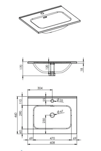 AREZZO design SKAPPA 60 cm-es mosdó