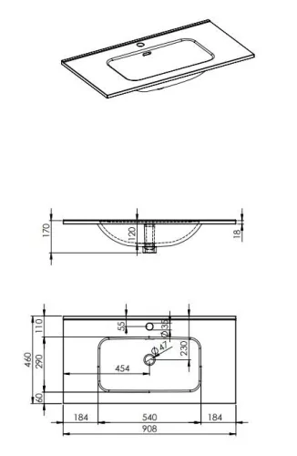 AREZZO design SKAPPA 90 cm-es mosdó
