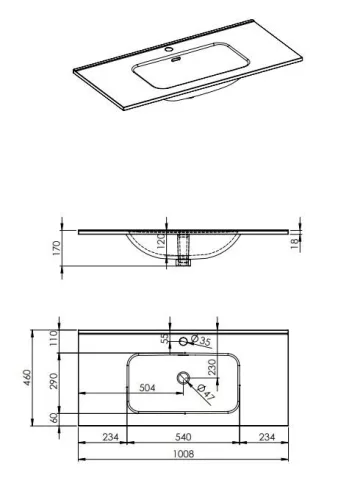 AREZZO design SKAPPA 100 cm-es mosdó