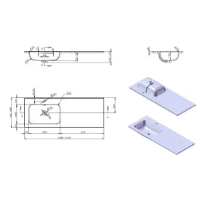 AREZZO design SKAPPA 120 cm-es mosdó (60+60) balos