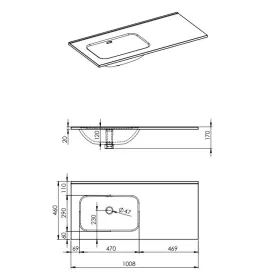   AREZZO design SKAPPA 100 cm-es mosdó (60+40) balos CSAPLYUK NÉLKÜL