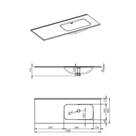   AREZZO design SKAPPA 120 cm-es mosdó (80+40) jobbos CSAPLYUK NÉLKÜL