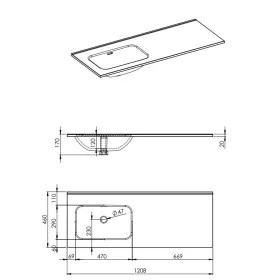   AREZZO design SKAPPA 120 cm-es mosdó (60+60) balos CSAPLYUK NÉLKÜL