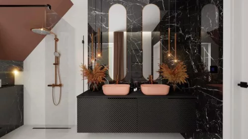 AREZZO design pultra ültethető mosdó RENI 46x33, terra pink