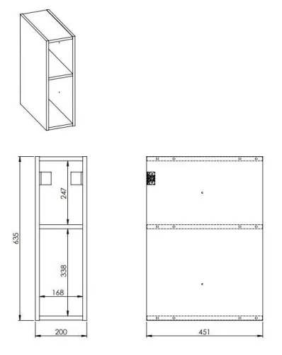 AREZZO design MONTEREY Duo 20 cm-es nyitott elem Mf. antracit színben