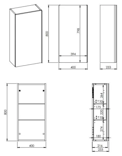 AREZZO design MONTEREY 40 cm-es felsőszekrény (21,6 cm mély)1 ajtóval Canela tölgy színben
