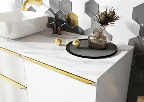 AREZZO design CALACATTA márvány 60x46 cm mosdópult Matt Fehér színben, 20 mm