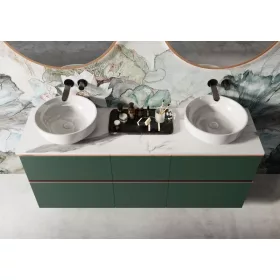   AREZZO design CALACATTA márvány 160x46 cm mosdópult Matt Fehér színben, 20 mm