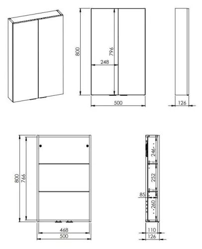AREZZO design univerzális felsőszekrény bármely modellhez 50 cm-es, 2 ajtós (12,6) mf fehér