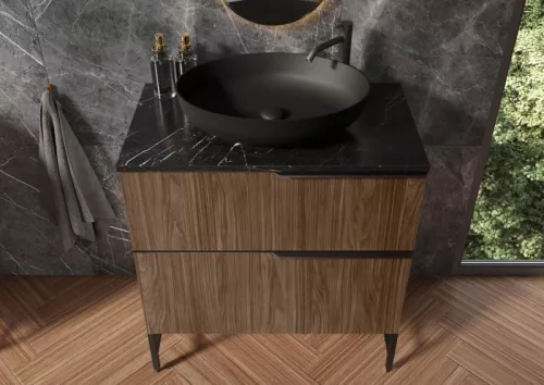 AREZZO design MARQUINA márvány 60x46 cm mosdópult Matt Fekete színben, 20 mm