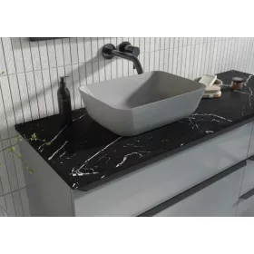   AREZZO design MARQUINA márvány 160x46 cm mosdópult Matt Fekete színben, 20 mm