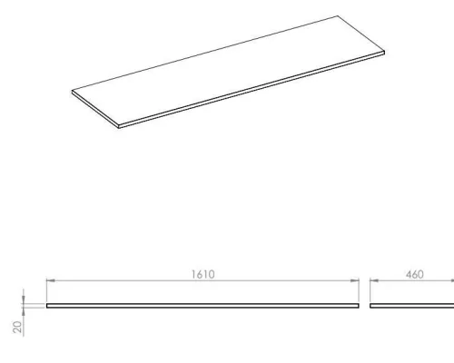 AREZZO design MARQUINA márvány 160x46 cm mosdópult Matt Fekete színben, 20 mm