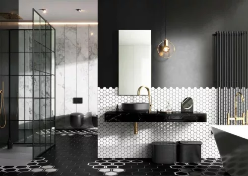 AREZZO design MARQUINA márvány 120x46 cm konzolos mosdópult Matt Fekete színben