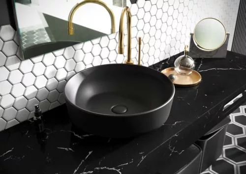 AREZZO design MARQUINA márvány 120x46 cm konzolos mosdópult Matt Fekete színben