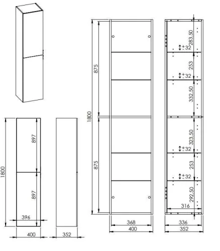 AREZZO design univerzális állószekrény bármely modellhez 40 cm-es, 2 ajtós, matt fekete
