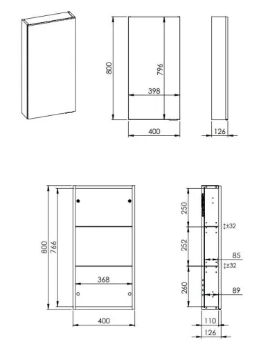 AREZZO design univerzális felsőszekrény bármely modellhez 40 cm-es, (12,6) 1 ajtós, mf fehér