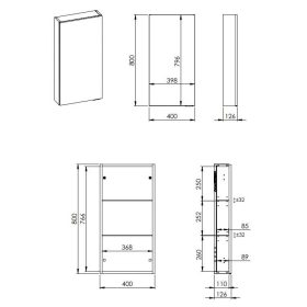   AREZZO design univerzális felsőszekrény bármely modellhez 40 cm-es, (12,6) 1 ajtós, matt fekete