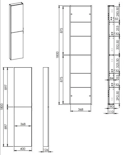 AREZZO design univerzális állószekrény bármely modellhez 40 cm-es, 2 ajtós, (12,6) mf fehér