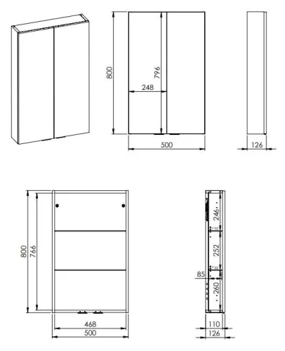AREZZO design univerzális felsőszekrény bármely modellhez 50 cm-es, 2 ajtós (12,6) canela tölgy