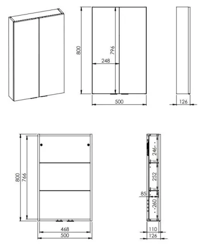 AREZZO design univerzális felsőszekrény bármely modellhez 50 cm-es, 2 ajtós (12,6) matt szürke