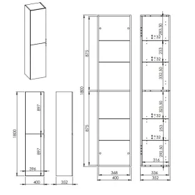   AREZZO design univerzális állószekrény bármely modellhez 40 cm-es, 2 ajtós, mf antracit