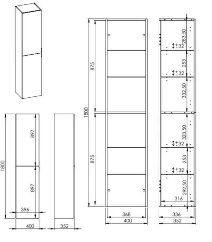 AREZZO design univerzális állószekrény bármely modellhez 40 cm-es, 2 ajtós, matt fehér