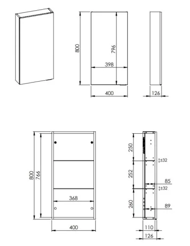 AREZZO design univerzális felsőszekrény bármely modellhez 40 cm-es, (12,6) 1 ajtós, canela tölgy