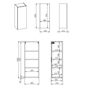   AREZZO design univerzális felsőszekrény bármely modellhez 40 cm-es, 1 ajtós (31,6) matt szürke