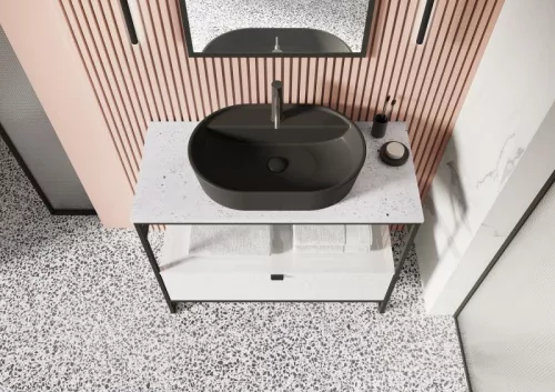 AREZZO design TERRAZZO márvány mosdópult 60/46/2 fehér matt