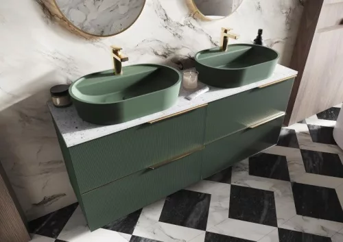 AREZZO design TERRAZZO márvány mosdópult 160/46/2 fehér matt