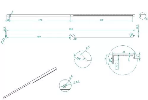 AREZZO design MONTEREY fogantyú 100 cm-es, fekete
