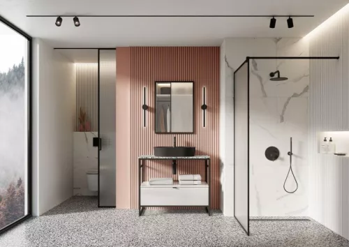 AREZZO design TERRAZZO márvány mosdópult 100/46/2 fekete matt