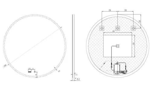 AREZZO design LED okos tükör 100 cm-es kerek kijelzővel+állítható fényerő,páramentesítő funkció,óra,hőmérő