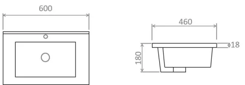 AREZZO design Medford 60x46 beépíthető mosdó
