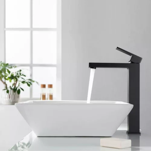 AREZZO design CUBEFIELD magasított mosdócsaptelep, fekete