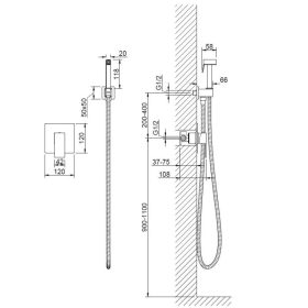  AREZZO design CUBEFIELD falsík alatti bidé csaptelep kézizuhannyal, fekete