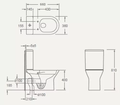 AREZZO design VERMONT peremnélküli kombi wc alsó/hátsó kifolyású