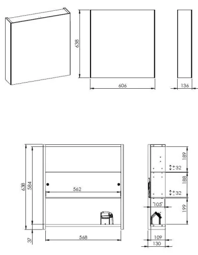 AREZZO design Tükrös szekrény MEDIUM 60,1 ajtó + TECHNOBOX
