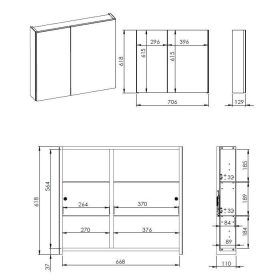 AREZZO design Tükrös szekrény BASIC 70,2 ajtó