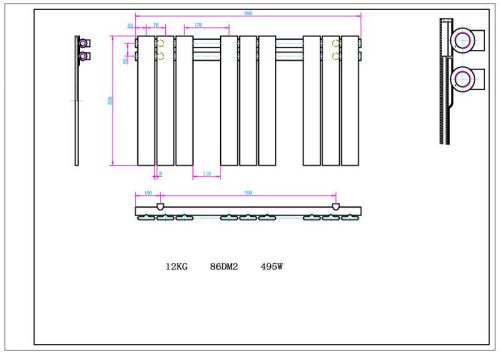 AREZZO design HORIZONT WHITE 900X500 törölközőszárítós radiátor fényes fehér AR-HW9050