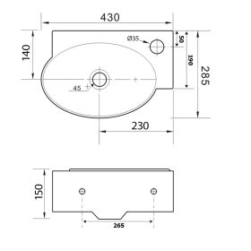 Sapho RIBERA kerámiamosdó jobbos 43x28,5cm (AR498)