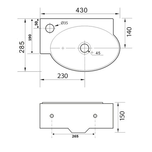 Sapho RIBERA kerámiamosdó balos 43x28,5cm (AR498)