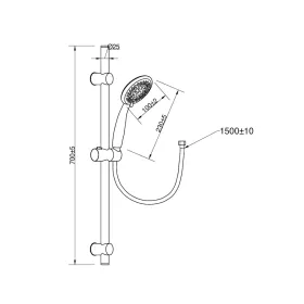   Invena DARK zuhanyszett, 1 funkciós, fekete, waterplating bevonat